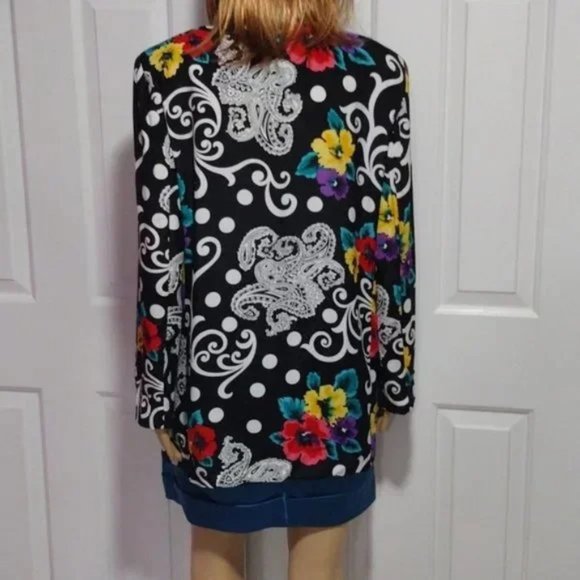 Vintage 70s Lightweight Blazer Funky Floral Paisley Polka Dot Groovy Size 8 - Picture 9 of 11